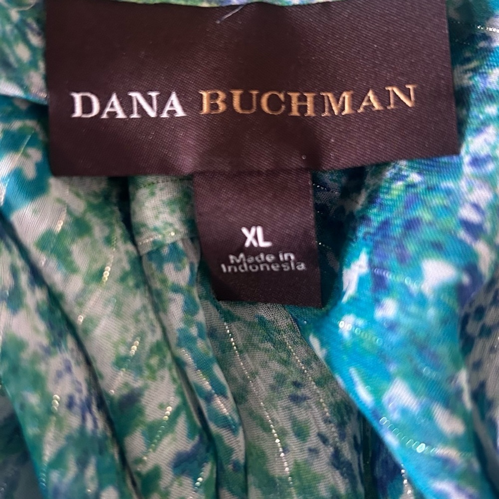 Dana Buchman Teal and White Button Down Shirt - Picture 5 of 9